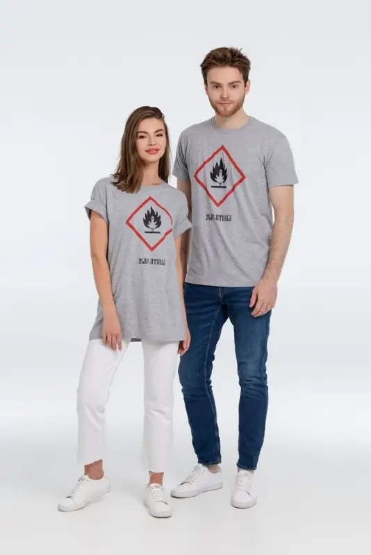 Футболка &laquo;Жар-птица&raquo;, серый меланж, размер S