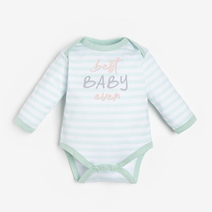 Боди детское, цвет белый/полоска, рост 56 см Боди детское, цвет белый/полоска, рост 56 см