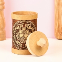 Туес "Цветочки", круглый, береста