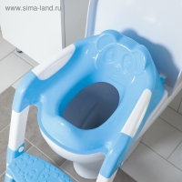 Детская накладка - сиденье на унитаз со ступенькой &laquo;Панда&raquo;, с ручками, цвет голубой