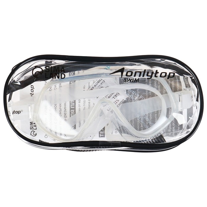 Очки-полумаска для плавания ONLYTOP, цвет белый/прозрачный Очки-полумаска для плавания ONLYTOP, цвет белый/прозрачный