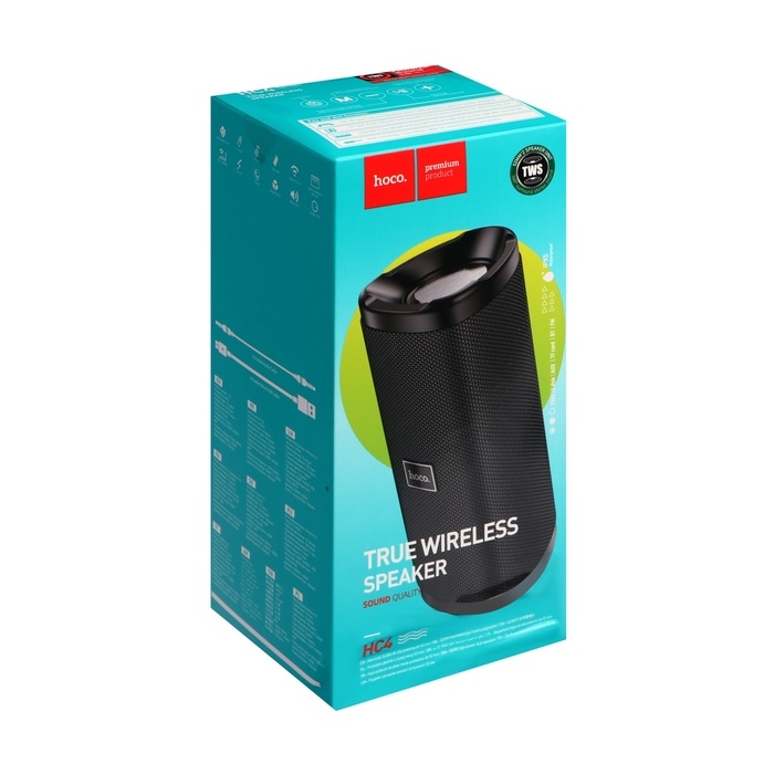 Портативная колонка Hoco HC4, 10 Вт, ВТ 5.0, FM, AUX, 1500 мАч, чёрная Портативная колонка Hoco HC4, 10 Вт, ВТ 5.0, FM, AUX, 1500 мАч, чёрная