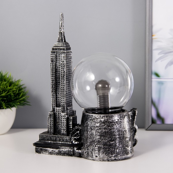 Плазменный шар Плазменный шар "Эмпайер стейт" серый 14х8х20 см RISALUX