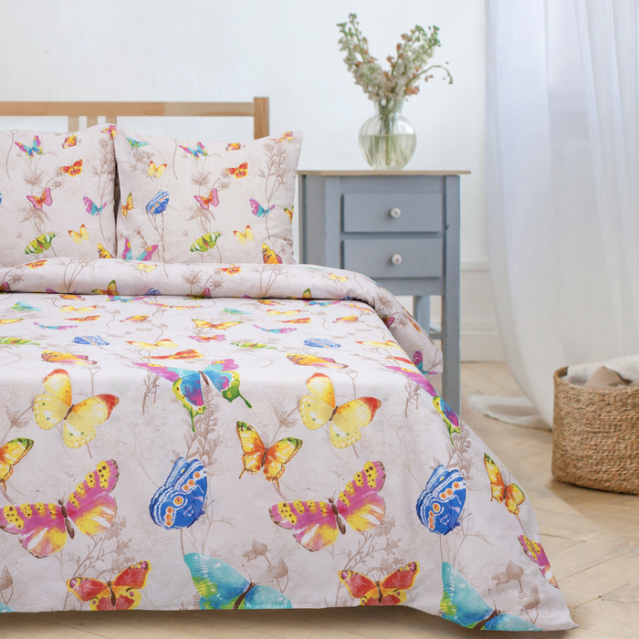 Постельное бельё Этель &laquo;Бабочки&raquo;, 2-сп., 175 &times; 215 см, 200 &times; 220 см, 70 &times; 70 см, 2 шт.