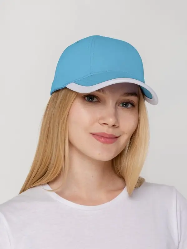Бейсболка Honor, голубая с белым кантом Бейсболка Honor, голубая с белым кантом