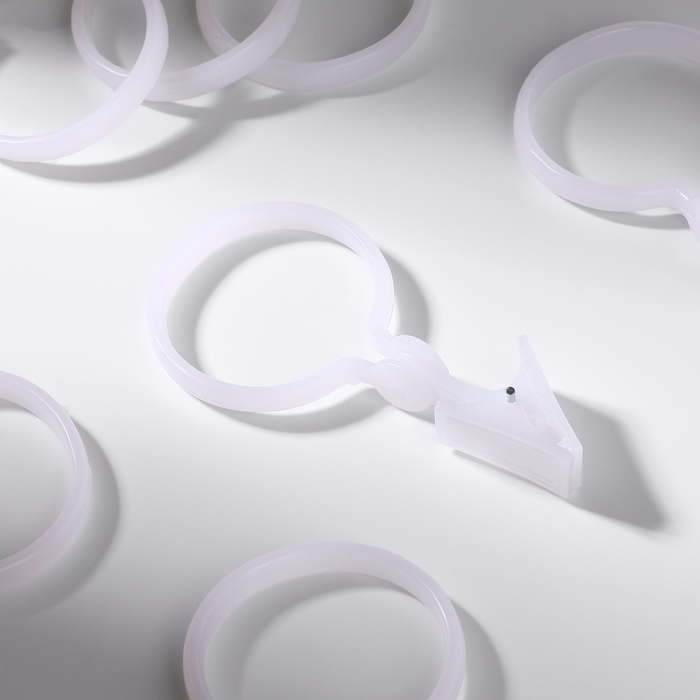 Кольцо для карниза, с зажимом, d = 33/38 мм, 12 шт, цвет белый Кольцо для карниза, с зажимом, d = 33/38 мм, 12 шт, цвет белый
