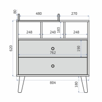 Комод пеленальный детский Benny, ЛДСП, 80х88х69 см., 2 ящика, цвет белый/кашемир