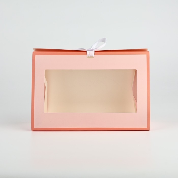 Складная коробка для цветов с окном &laquo;Цвети от счастья&raquo;, персиковая, 16 х 27 х 9 см