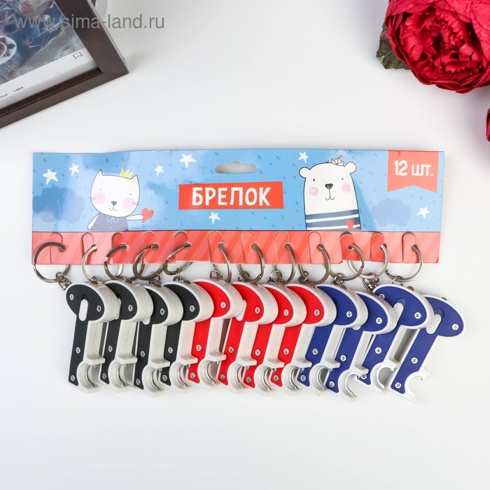 Фонарик на кольце+открывашка Фонарик на кольце+открывашка "Ключ" МИКС 8,5х4х1 см