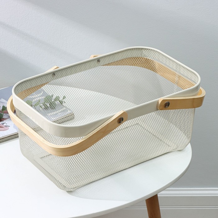 Корзинка универсальная прямоугольная LaDо́m, 40&times;25&times;18,5 см, цвет белый