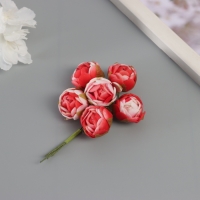 Декор для творчества "Пионы" бело-красные (1 набор=1 букет) в букете 6 шт 2,5х10,5 см