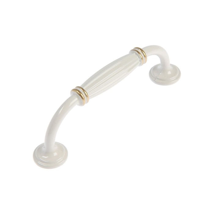 Ручка-скоба PC176WW/GP, м/о 96 мм, белая с золотом Ручка-скоба PC176WW/GP, м/о 96 мм, белая с золотом