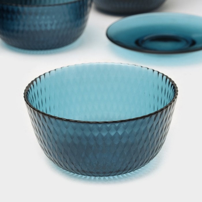 Набор столовый стеклянный &laquo;Идиллия&raquo;, 43 предмета, цвет лондон топаз