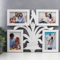 Фоторамка пластик на 4 фото 10х15 см "Цветущий панданус" белый 40х33,5 см Фоторамка пластик на 4 фото 10х15 см "Цветущий панданус" белый 40х33,5 см