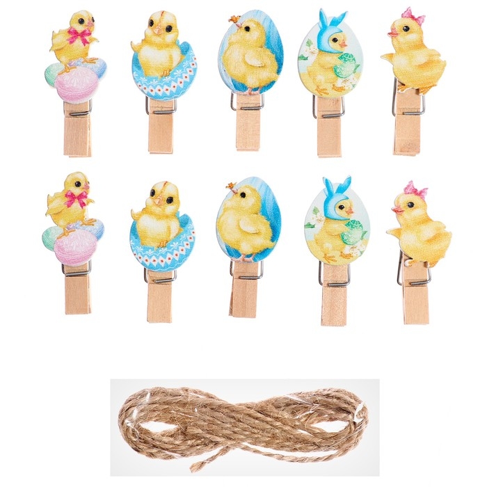 Прищепки декоративные &laquo;Цыплята&raquo; набор 10 шт., 1.5 &times; 12 &times; 14 см