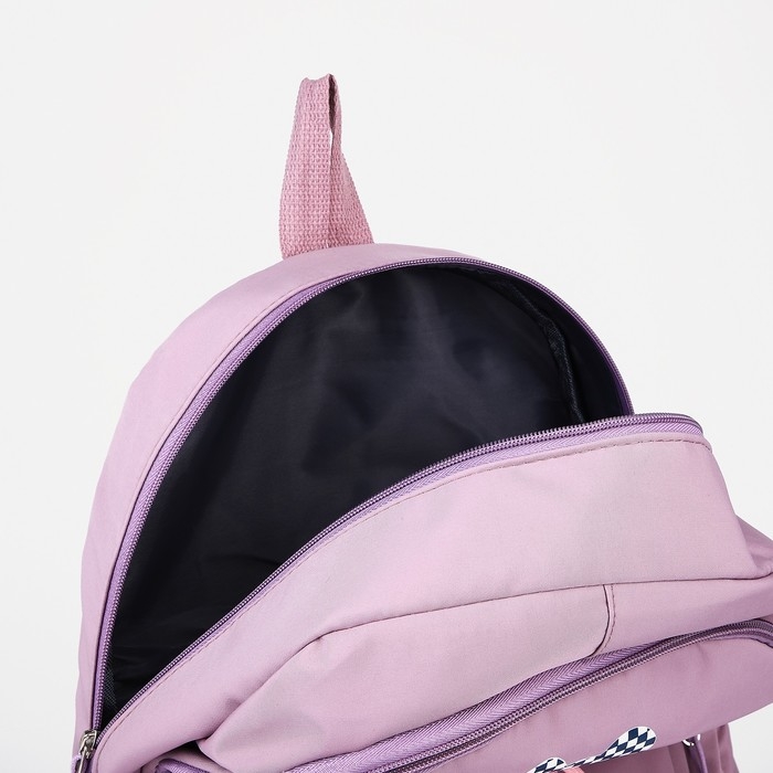 Рюкзак школьный из текстиля на молнии, 3 кармана, цвет сиреневый Рюкзак школьный из текстиля на молнии, 3 кармана, цвет сиреневый