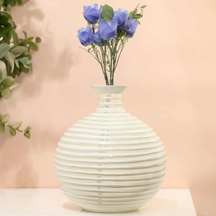 Ваза для цветов &laquo;Аркадия&raquo; из стекла, белая 23 х 21 х 21 см