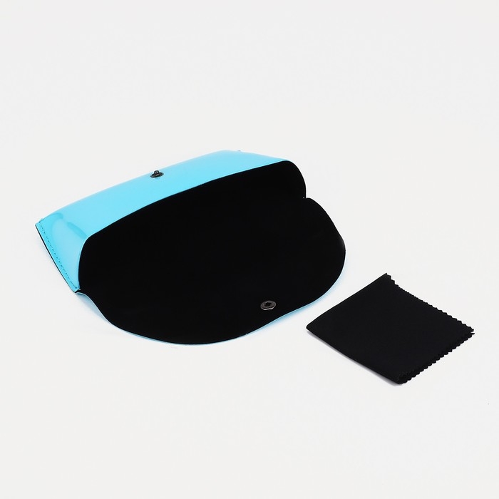 Футляр для очков на кнопке, длина 16,5 см, цвет голубой Футляр для очков на кнопке, длина 16,5 см, цвет голубой