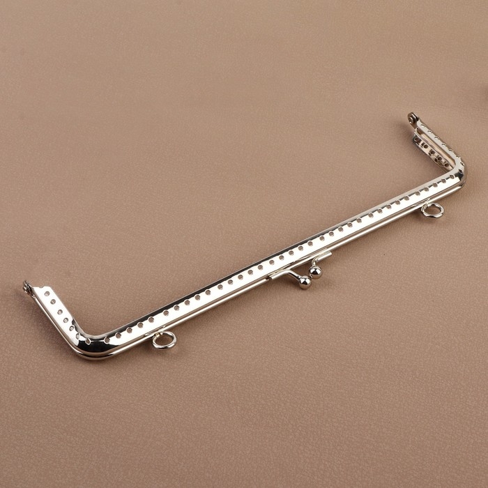 Фермуар пришивной &laquo;Прямоугольник&raquo;, с креплениями, 20 &times; 6 см, цвет серебряный