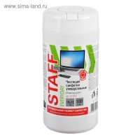 Салфетки чистящие для экранов и пластика, универсальные, STAFF, туба 100 шт.,, влажные