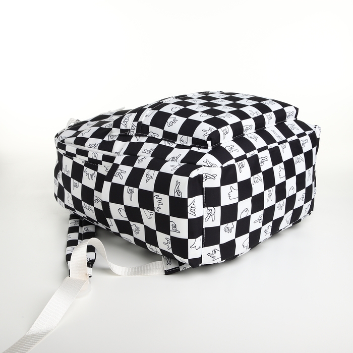 Рюкзак молодёжный из текстиля, 4 кармана, цвет белый/чёрный Рюкзак молодёжный из текстиля, 4 кармана, цвет белый/чёрный