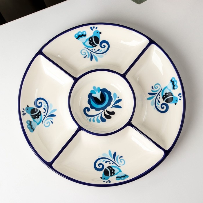 Менажница 5 ячеек Доляна &laquo;Свиристель&raquo;, d=26 см, цвет белый