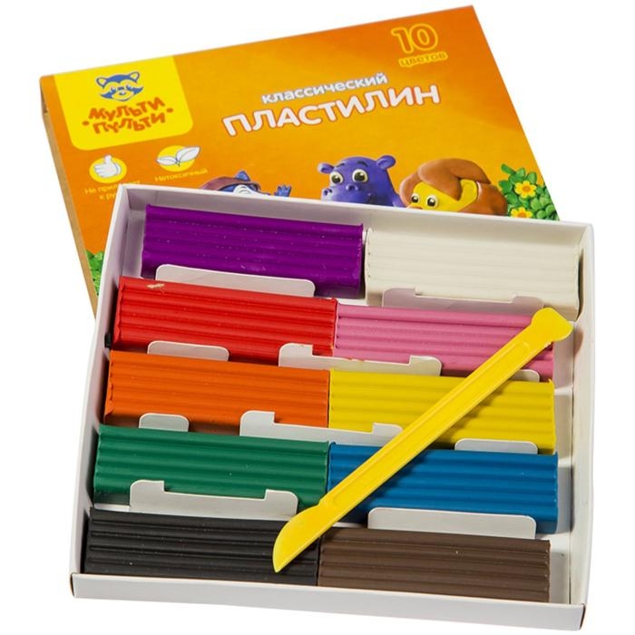 Пластилин 10 цветов Пластилин 10 цветов "Мульти-пульти", "Приключения Енота", стек, картонная упаковка, 200 г