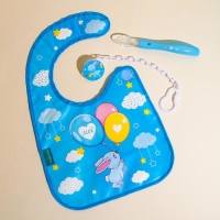 Нагрудник для кормления &laquo;Зайка&raquo; непромокаемый на липучке, с карманом