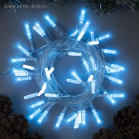 Гирлянда &laquo;Нить&raquo; 5 м с насадками &laquo;Хрусталики&raquo;, IP20, прозрачная нить, 50 LED, свечение аквамарин, 8 режимов, 220 В