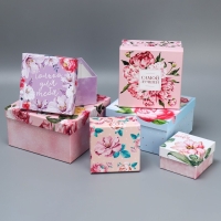 Набор коробок 6 в 1, упаковка подарочная, «Цветы», 10.2 х 10.2 х 6 - 20 х 20 х 11 см Набор коробок 6 в 1, упаковка подарочная, «Цветы», 10.2 х 10.2 х 6 - 20 х 20 х 11 см