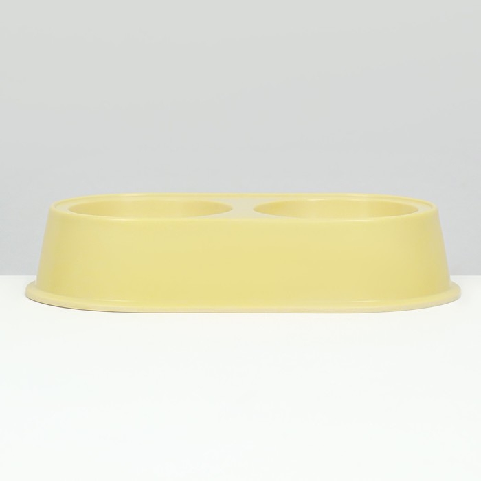 Миска бамбуковая двойная, 23,5 х 13 х 5 см, желтая Миска бамбуковая двойная, 23,5 х 13 х 5 см, желтая