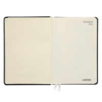 Ежедневник недатированный A5, 160 листов, deVENTE. Be happy!, твёрдая обложка из искусственной кожи с поролоном, кремовый блок 70 г/м2, чёрный Ежедневник недатированный A5, 160 листов, deVENTE. Be happy!, твёрдая обложка из искусственной кожи с поролоном, кремовый блок 70 г/м2, чёрный