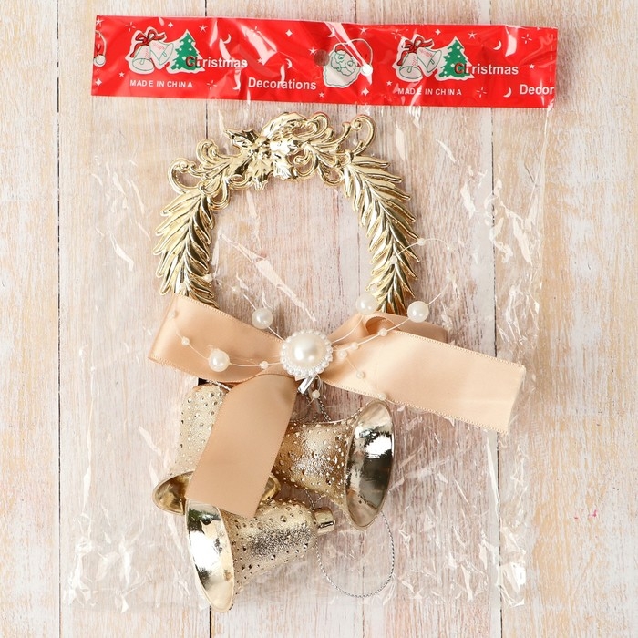 Украшение новогоднее Украшение новогоднее "Уютная сказка" узорный шар бант макси, 9х23 см, золото