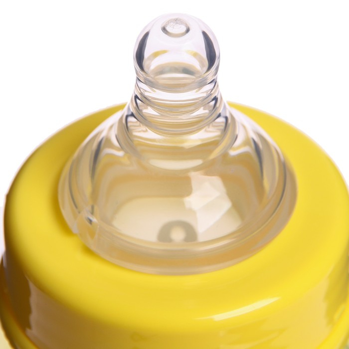 Бутылочка для кормления, широкое горло, средний поток, 300 мл., цвет желтый, +3мес