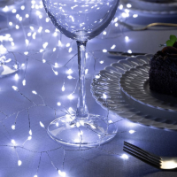 Гирлянда &laquo;Мишура&raquo; 6 м роса, IP20, серебристая нить, 480 LED, свечение белое, 12 В