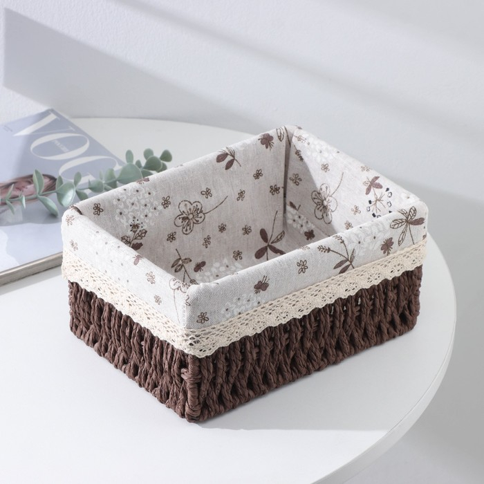 Корзина для хранения плетёная ручной работы Доляна &laquo;Полянка&raquo;, 22&times;16&times;10,5 см, средняя, цвет коричневый