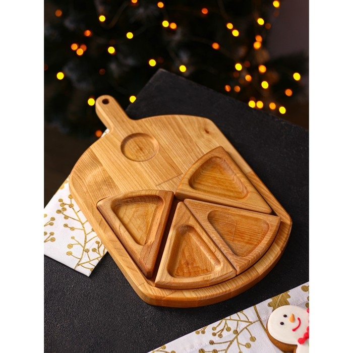 Подарочный набор деревянной посуды Adelica «Сырная мозайка», доска разделочная 35×22 см, менажницы 4 шт, 12,5×9 см, берёза Подарочный набор деревянной посуды Adelica «Сырная мозайка», доска разделочная 35×22 см, менажницы 4 шт, 12,5×9 см, берёза