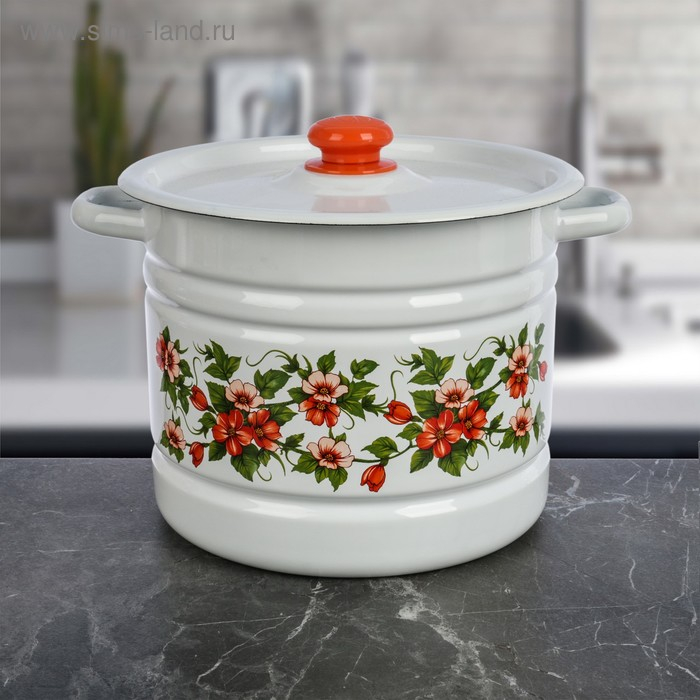 Мантоварка-позница эмалированная, 9 л, декор, 3 вставки, цвет МИКС Мантоварка-позница эмалированная, 9 л, декор, 3 вставки, цвет МИКС