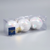 Набор елочных шаров "Ретро", 8х7 см, 3 LED, 3 шт, AG13x9, свечение тёплое белое Набор елочных шаров "Ретро", 8х7 см, 3 LED, 3 шт, AG13x9, свечение тёплое белое