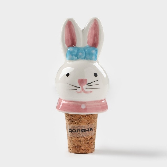 Пробка для бутылки Доляна &laquo;Зайка с бантиком&raquo;, 3,5&times;9 см