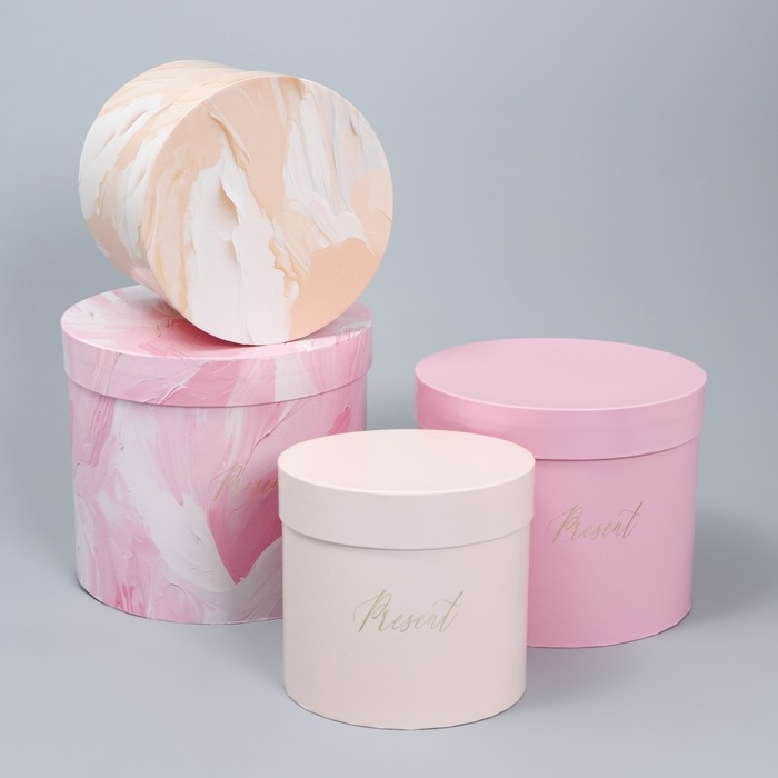 Набор шляпных коробок для цветов 4 в 1, упаковка подарочная, «Нежный», 14 х 13 см - 20 х 17.5 см Набор шляпных коробок для цветов 4 в 1, упаковка подарочная, «Нежный», 14 х 13 см - 20 х 17.5 см