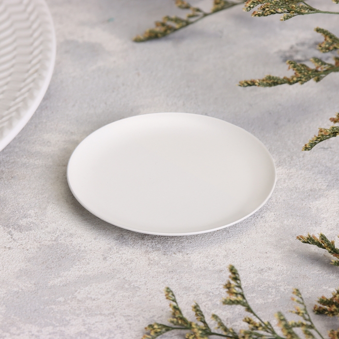 Подсвечник металл "Тарелка", 7,6 см, белый