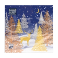 Новогодние салфетки бумажные Home Collection &laquo;Золотой олень в зимнем лесу&raquo;, 3 слоя, 33х33 см, 20 шт