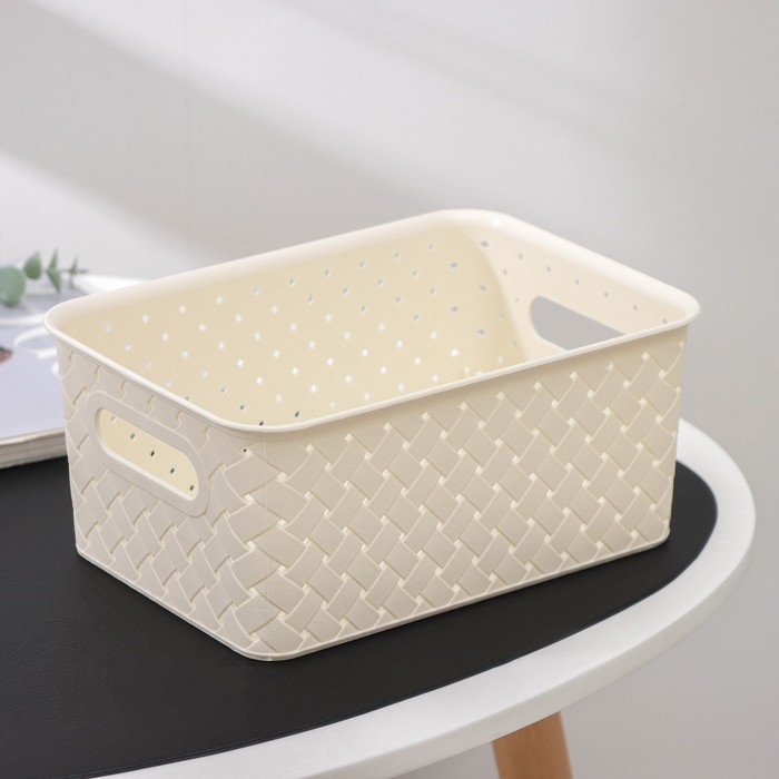 Корзина для хранения &laquo;Береста&raquo;, 3 л, 23,5&times;17,3&times;10,5 см, цвет слоновая кость