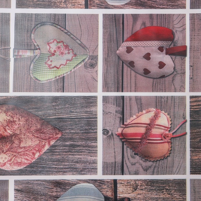 Клеёнка на стол на тканевой основе Доляна &laquo;Сердца&raquo;, рулон 20 метров, ширина 137 см, общая толщина 0,22 мм