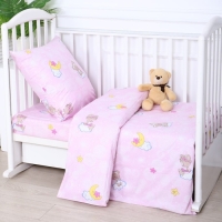 Постельное бельё BABY Мишка на облаках, цвет розовый, 112х147см,110х150см, 60х60см, бязь 142гр/м, 100% хлопок Постельное бельё BABY Мишка на облаках, цвет розовый, 112х147см,110х150см, 60х60см, бязь 142гр/м, 100% хлопок