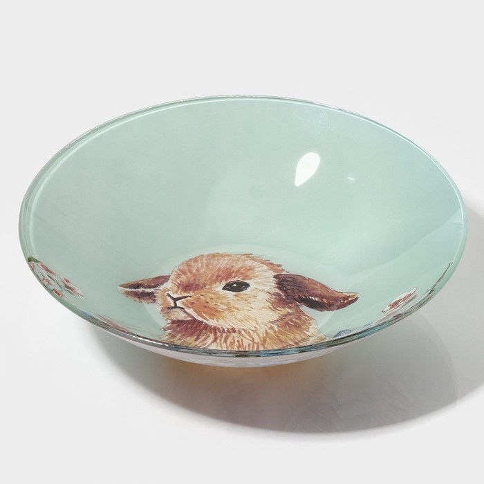 Салатник стеклянный Доляна &laquo;Кролик&raquo;, 1 л, 22&times;5 см