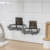 Полка на липучке Доляна, 31&times;11&times;6 см, цвет чёрный