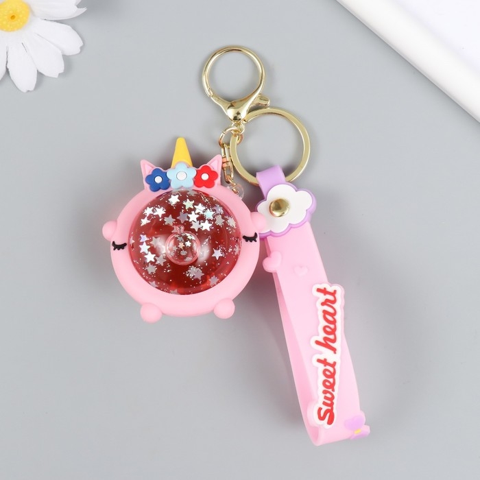 Брелок резина Брелок резина "Шарик-единорожка" с браслетом и карабином, розовый 4х6х7,4 см