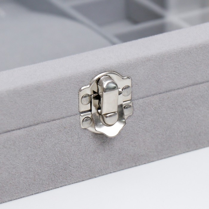 Шкатулка бархат для украшений (колец, колье и серёг) Шкатулка бархат для украшений (колец, колье и серёг) "Серый туман" 5х20х28 см